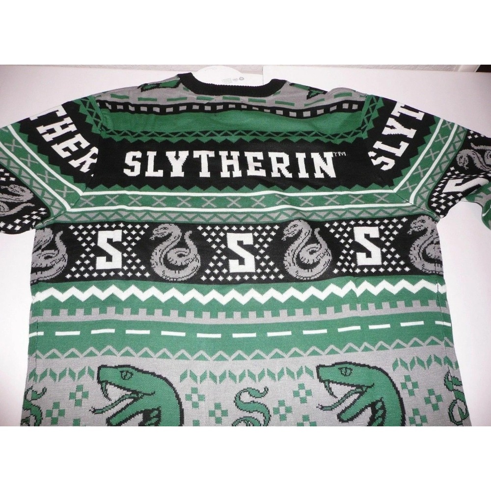 Size 2XL Harry Potter Slytherin Christmas Sweater Xmas Holiday Green Malfoy Ugly - Picture 2 of 6